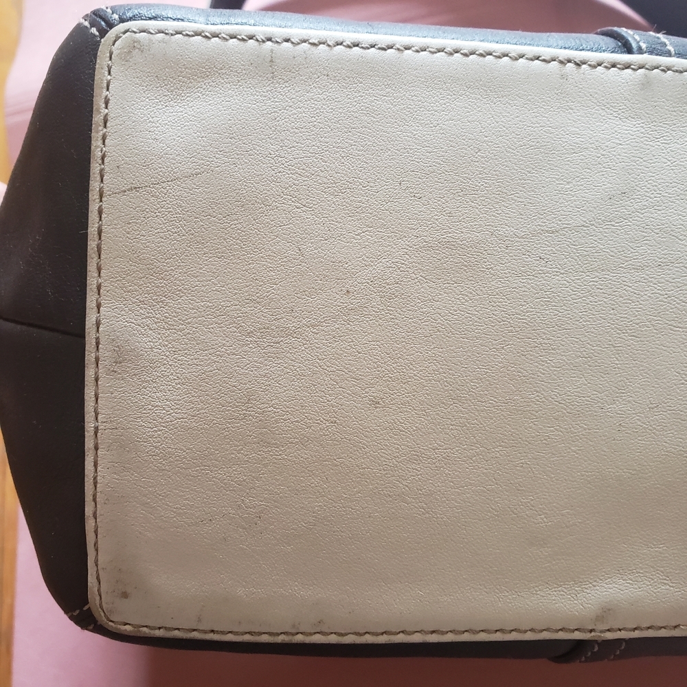 Vintage Y2K Coach Leather Legacy Demi Hobo Shoulder Dark Navy Blue & White 9564 - Picture 9 of 15
